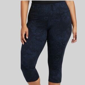 TUFF ATHLETICS Black Leggings with Blue Marbling Effect Plus size XL